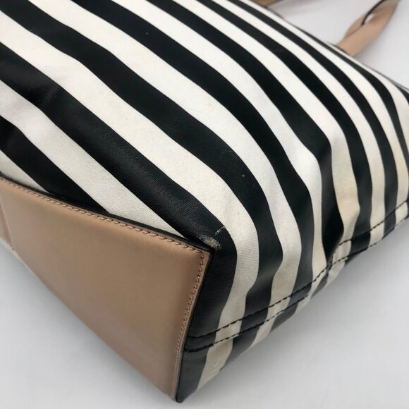 Kate Spade Black And White Leather Splash Out Striped Francis Tote - Picture 7 of 11